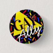 Gay Ally Rainbow Sprinkles 90s Memphis Style Ronde Button 3,2 Cm (Voorkant)