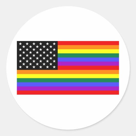 Gay America Pride Vlag Ronde Sticker (Voorkant)