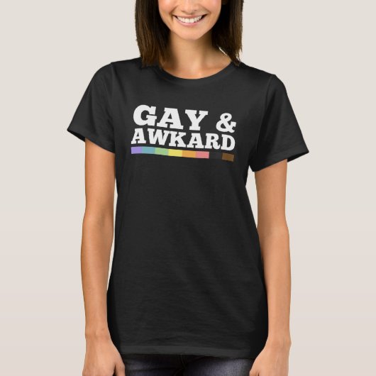 Gay And Awkward Queer LGBTQ Pride Flag Minimalist T-shirt (Voorkant)