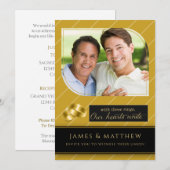 Gay and Lesbian Gold Pinstripe Photo Wedding Kaart (Voorkant / Achterkant)