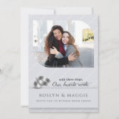 Gay and Lesbian Silver Pinstripe Photo Wedding Kaart (Voorkant)