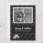 Gay and Lesbian Wedding Invitation Black Pinstripe Kaart (Voorkant)