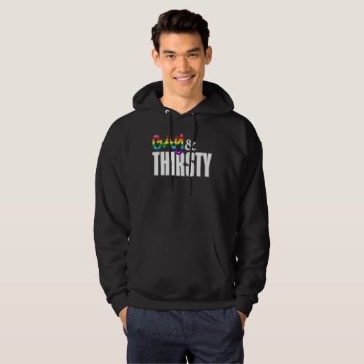 Gay and Thirsty Original Gilbert Baker Lgbtq pri Hoodie (Voorkant volledig)