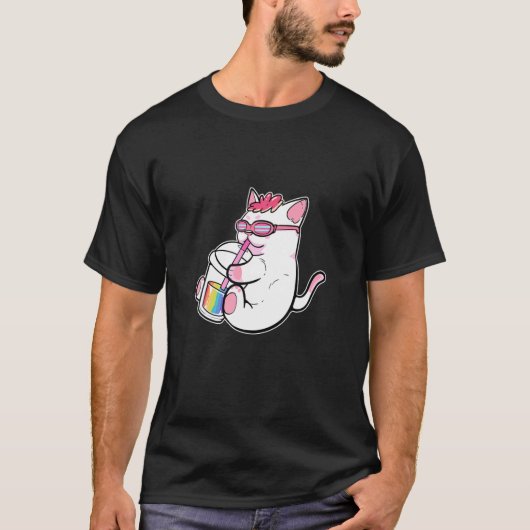 Gay Anime Cat Girl Bubble Tea Manga T-shirt (Voorkant)