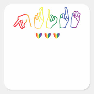 gay asl pride - gay steun gebarentaal lgbt gay vierkante sticker