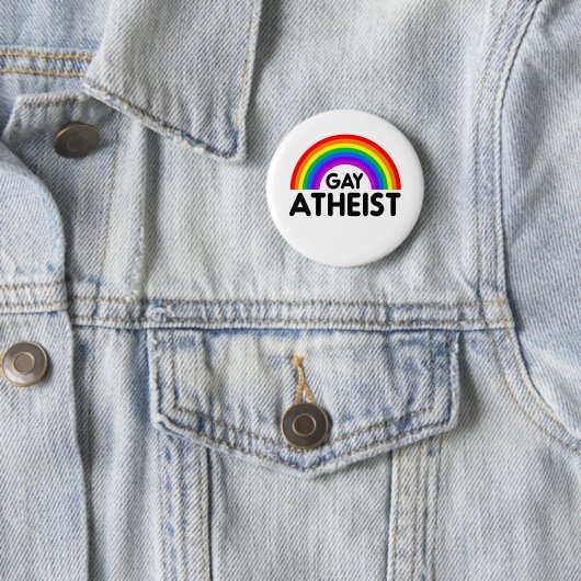 Gay Atheist Rainbow Ronde Button 5,7 Cm (In situ)