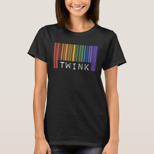 Gay Barcode Twink  Trendy Rainbow Pride Flag Month T-shirt (Voorkant)