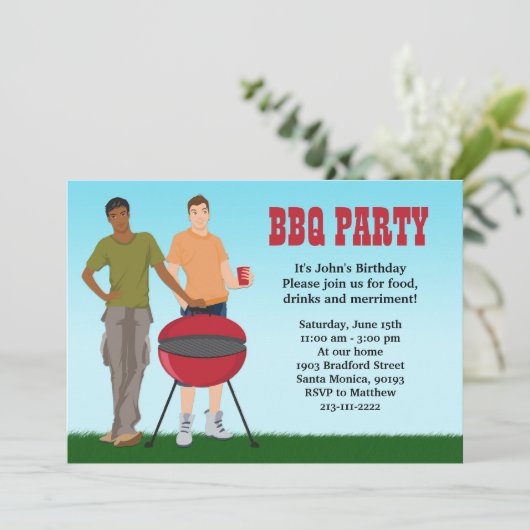 Gay BBQ partijuitnodiging Kaart (Staand voorkant)