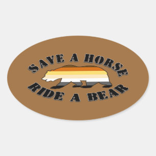 Gay Bear Pride Sla een Paard Red een Beer Ride Ovale Sticker