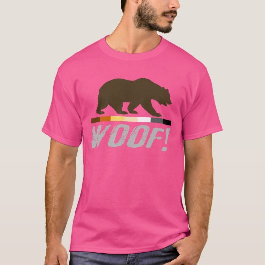 Gay Bear Pride-vlag in distressed WOOF ! T-shirt (Voorkant)