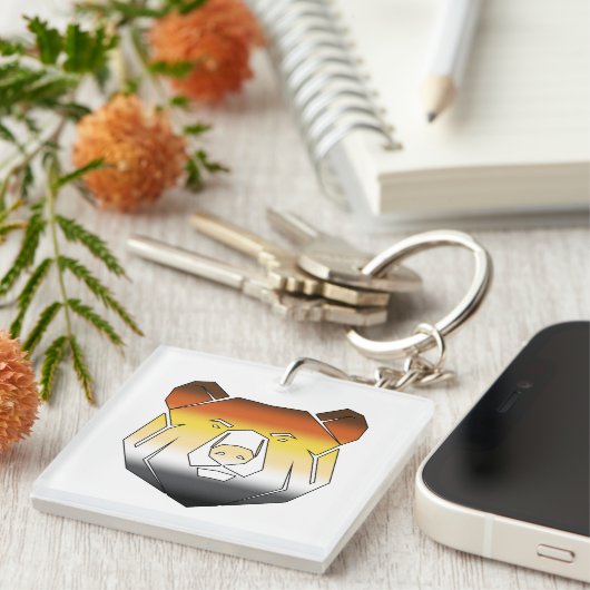 Gay Bear Pride Vlag Kleurige Beer    Sleutelhanger (Voorkant Rechts)