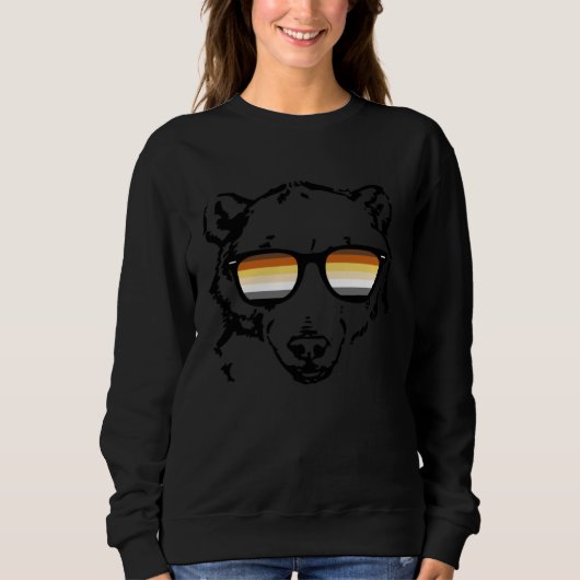 Gay Bear  with Bear Pride Flag Sunglasses Gay Dadd Trui (Voorkant)