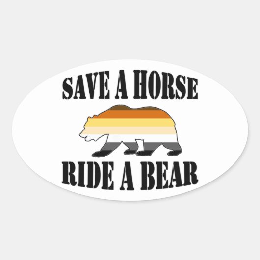 Gay Bears Pride Save A paard Ride A beer Ovale Sticker (Voorkant)