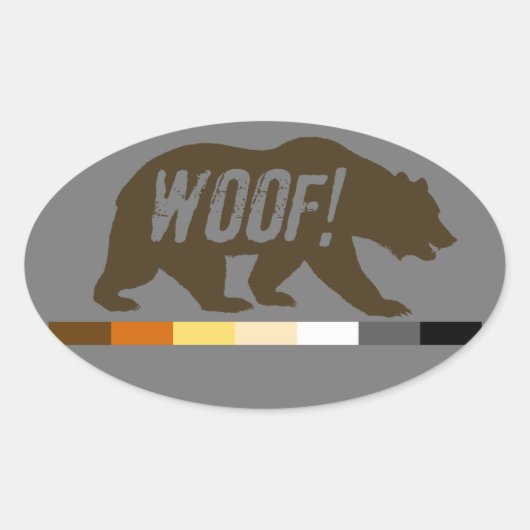Gay Bears Pride Vlag Beer Woof Ovale Sticker (Voorkant)