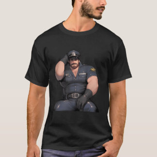 Gay Beefy Cop - Beer Bearded Gay Leather Pride T-shirt