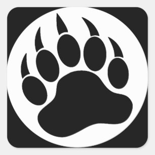 Gay Beer claw/Paw in B & W-Square Stickers