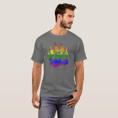 GAY BEER Distress Beer Paw Rainbow-vlag T-shirt (Voorkant volledig)