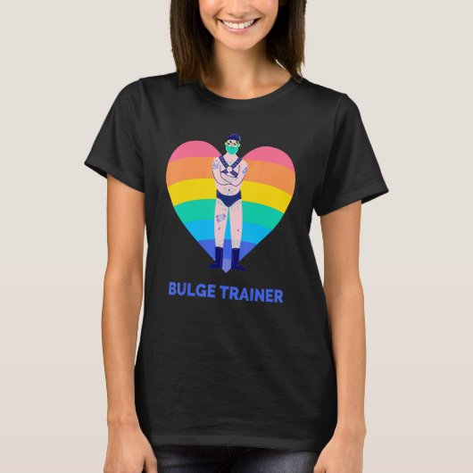 Gay Beer Gay Dad Bulge Trainer Rainbow T-shirt (Voorkant)