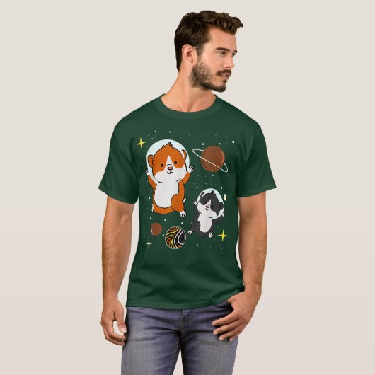 Gay Beer Hamster in Space Gay Beer Pride T-shirt (Voorkant volledig)