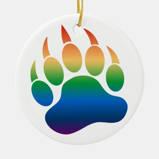 Gay Beer Paw gradiënt regenboog-ornoment Keramisch Ornament (Voorkant)