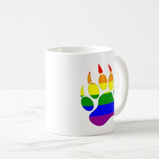 Gay Beer paw Rainbow Flag Koffiemok (Voorkant rechts)