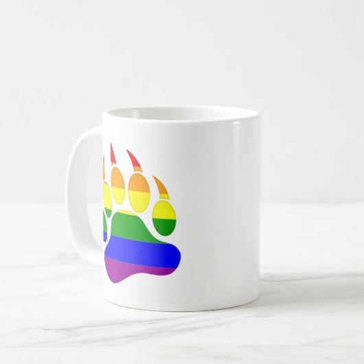 Gay Beer paw Rainbow Flag Koffiemok (Voorkant links)