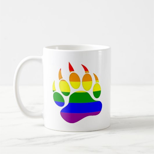 Gay Beer paw Rainbow Flag Koffiemok (Links)