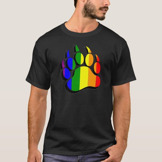 Gay Beer Paw-regenboogvlag T-shirt (Voorkant)