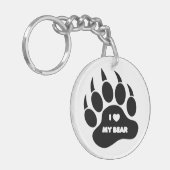 Gay Beer Pride Beer Paw I hart Mijn Beer Sleutelhanger (Voorkant Links)