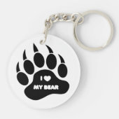 Gay Beer Pride Beer Paw I hart Mijn Beer Sleutelhanger (Achterkant)