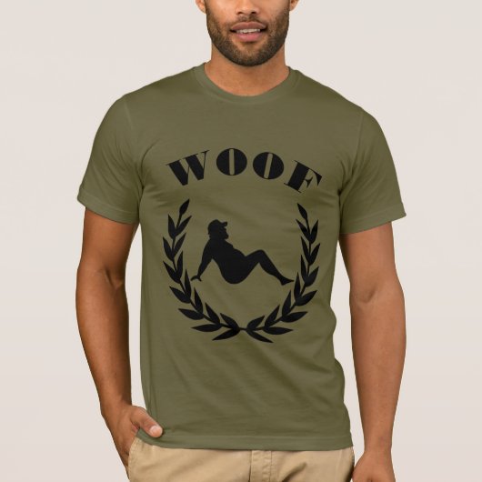 Gay Beer Pride Chubby Beer in Laurel Leaves WOOF T-shirt (Voorkant)