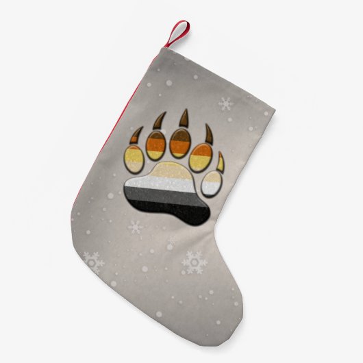 Gay Beer Pride Flag Colour Paw Symbool Kleine Kerstsok (Voorkant (Hangend))