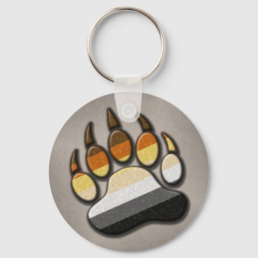 Gay Beer Pride Flag Colour Paw Symbool Sleutelhanger (Voorkant)