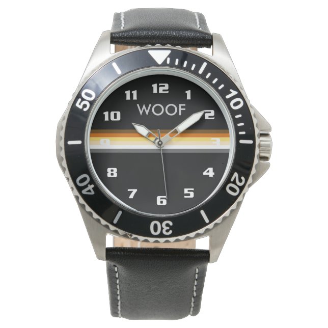 Gay Beer Pride Flag WOOF Masculine en Slank Horloge (Voorkant)