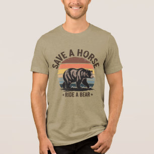 Gay Beer Pride Humor Sla een Paard Red een Beer Tri-Blend Shirt