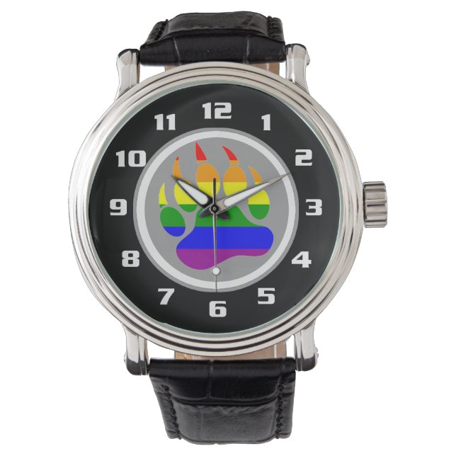 Gay Beer Pride Rainbow Beer Paw Horloge (Voorkant)