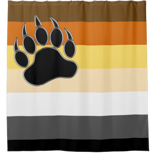Gay Beren Pride Flag en Beer Paw Douchegordijn (Voorkant)