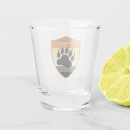 Gay Beren Pride Flag en Beer Paw Shield Shot Glas (Achterkant)