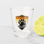 Gay Beren Pride Flag en Beer Paw Shield Shot Glas (Voorkant)