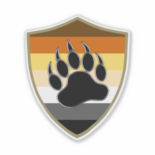 Gay Beren Pride Flag en Beer Paw Shield Sticker (Voorkant)