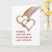 Gay Birthday Wish for Boyvriend, Hearts Kaart (Gele Bloem)
