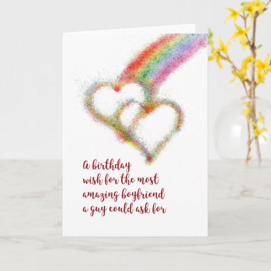 Gay Birthday Wish for Boyvriend, Hearts Kaart (Gele Bloem)