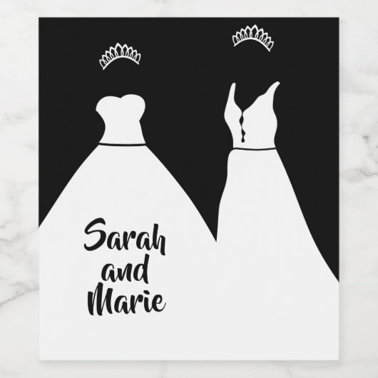 Gay Black en White lesbian bruiloft Wijn Etiket (Enkel label)