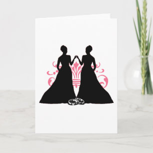 Gay Bride Pink Lesbian Wedding Flourish Art Kaart