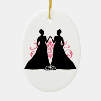 Gay Bride Pink Lesbian Wedding Flourish Art Keramisch Ornament