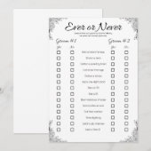 Gay bruiloft douche spel, ooit of nooit kaart (Voorkant / Achterkant)