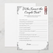 Gay bruiloft douche spel, wie weet is het paar? kaart (Voorkant / Achterkant)