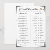 Gay bruiloft douche spel, zou hij liever kaart (Voorkant / Achterkant)