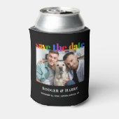 Gay Bruiloft Regenboog Save the Date Foto Koelbox Blikjeskoeler (Blikje Achterkant)