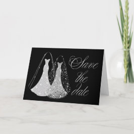 Gay Bruiloft Save the Date in zwart en faux zilver Aankondiging